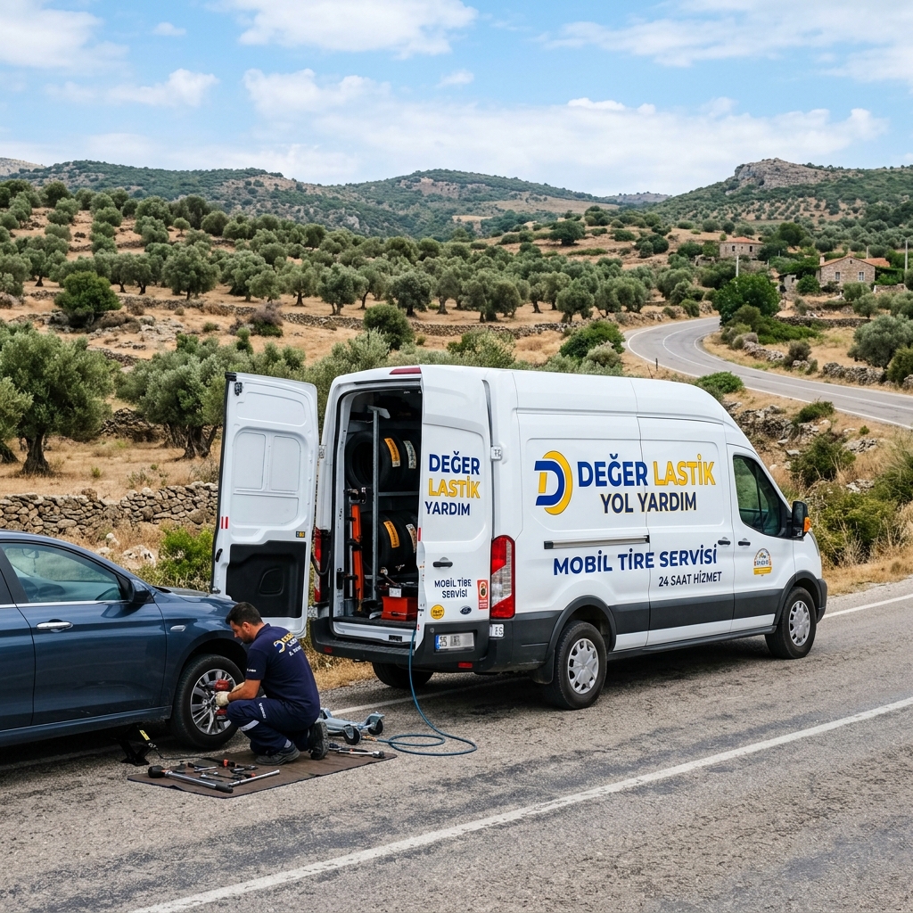 Seferihisar’da hizmet veren profesyonel mobil lastik yol yardım aracımız